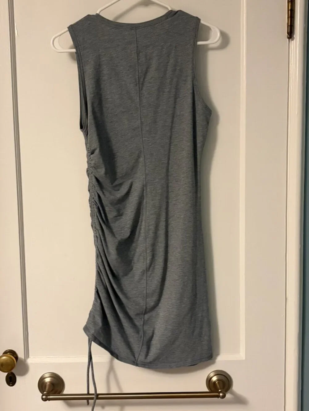 Lululemon cinch it mini dress heathered grey pima cotton ruched size 8 athletic